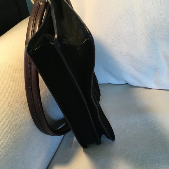 Aerosoles Black Suede Buckle Front Shoulder Bag - Picture 8 of 10